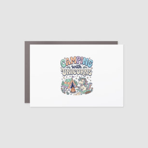 Unicorn Camping with Unicorns Kawaii Sticker and S Car Magnet