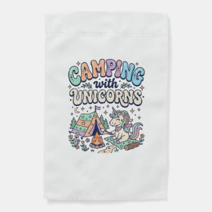 Unicorn Camping with Unicorns Kawaii Sticker and S Garden Flag