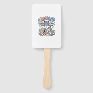 Unicorn Camping with Unicorns Kawaii Sticker and S Hand Fan