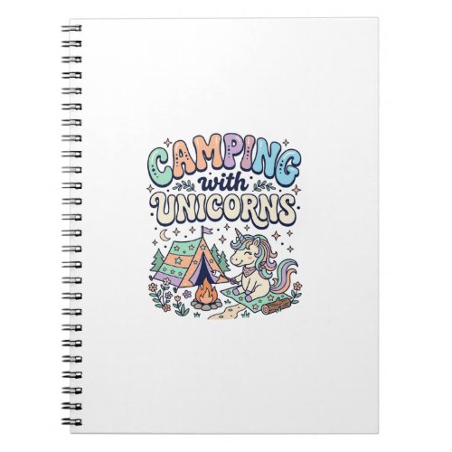 Unicorn Camping with Unicorns Kawaii Sticker and S Notebook