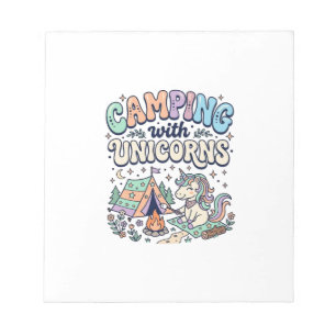 Unicorn Camping with Unicorns Kawaii Sticker and S Notepad