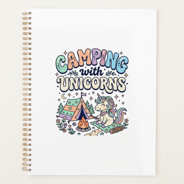 Unicorn Camping with Unicorns Kawaii Sticker and S Planner (Front)