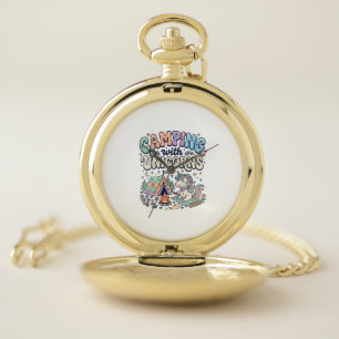 Unicorn Camping with Unicorns Kawaii Sticker and S Pocket Watch