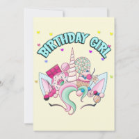 Unicorn Candy Birthday Party Sweet Lovers  Invitation