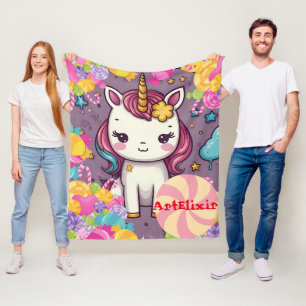 Unicorn Candy Print  Fleece Blanket