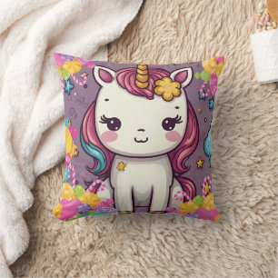 Unicorn Candy Print Throw Pillow