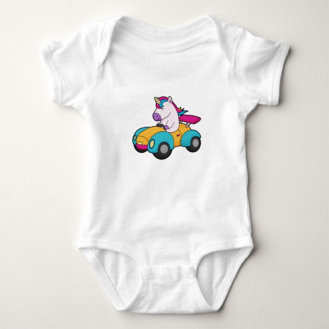 Unicorn Car Baby Bodysuit (Front)