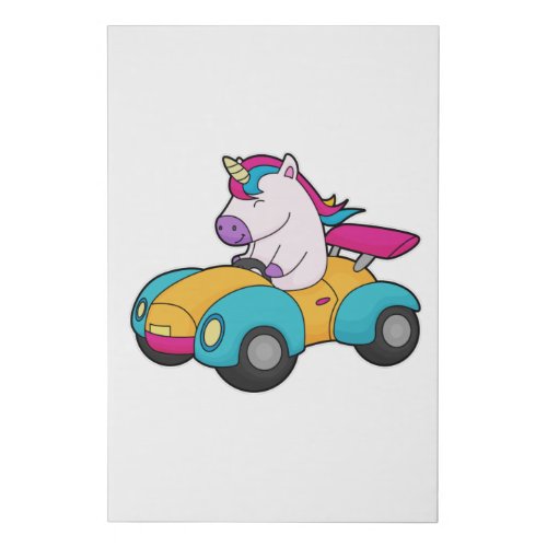 Unicorn Car Faux Canvas Print