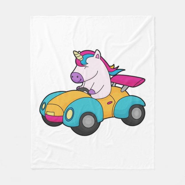 Unicorn Car Fleece Blanket (Front)