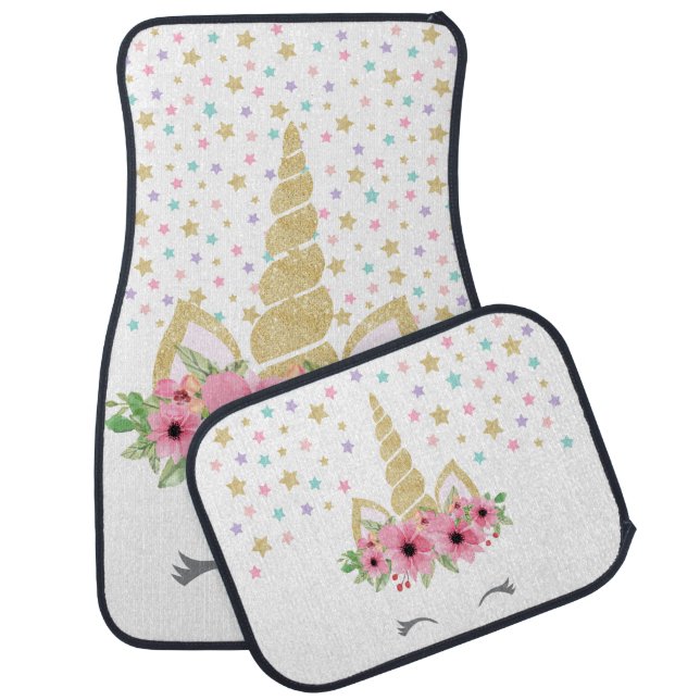 Unicorn Car Mats, Gold Unicorn Mat (Set)