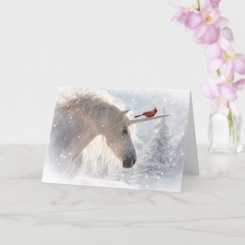 Unicorn Cardinal Christmas Holiday Season Card