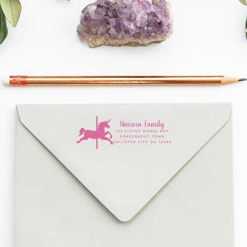 Unicorn Carousel Horse Cute Return Address Self_inking Stamp