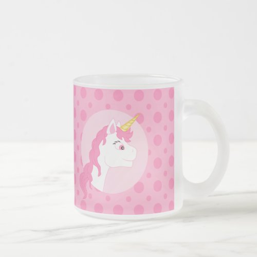 Unicorn cartoon frosted glass coffee mug