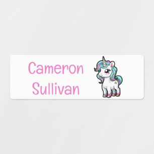 Unicorn Cartoon Personalized Name Kids' Labels