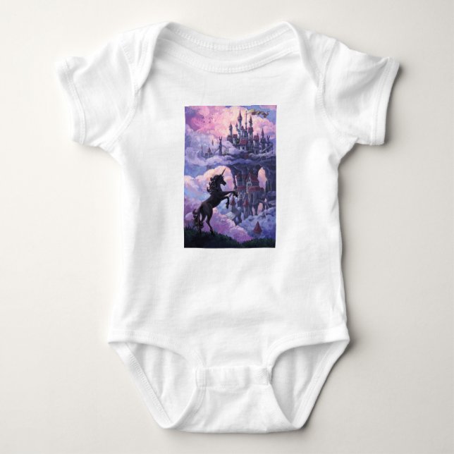Unicorn Castle Baby Bodysuit (Front)
