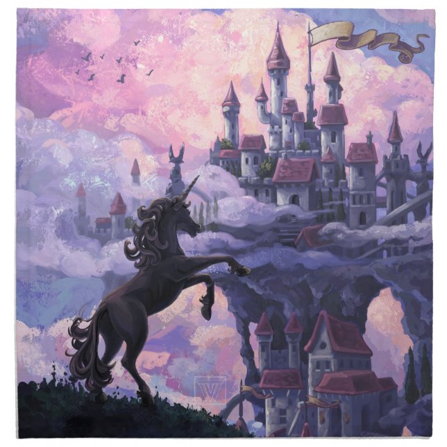 Unicorn Castle Cloth Napkin (Front)