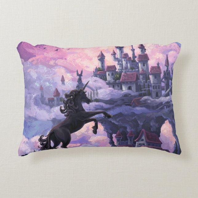 Unicorn Castle Decorative Pillow (Front)