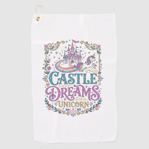 Unicorn Castle Dreams Unicorn White Background Pri Golf Towel