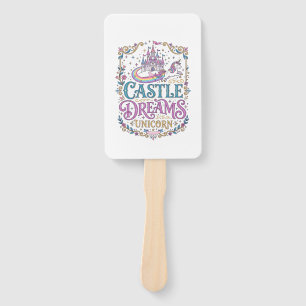 Unicorn Castle Dreams Unicorn White Background Pri Hand Fan