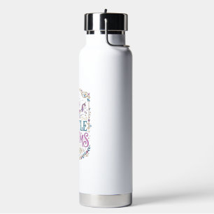 Unicorn Castle Dreams Unicorn White Background Pri Water Bottle