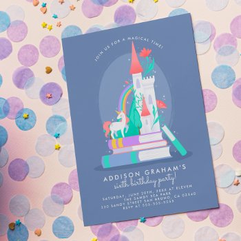 Unicorn & Castle Fairytale Birthday Party Invitation by Cali_Graphics at Zazzle