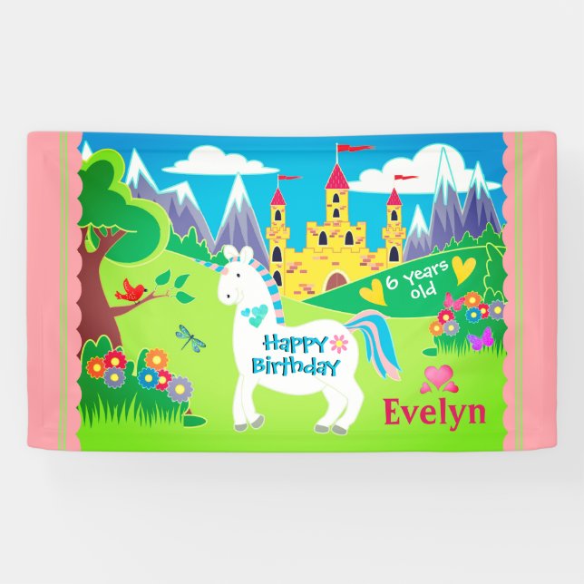 Unicorn Castle Personalized Banner (Horizontal)