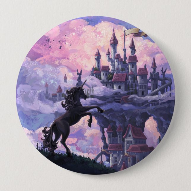 Unicorn Castle Pinback Button (Front)