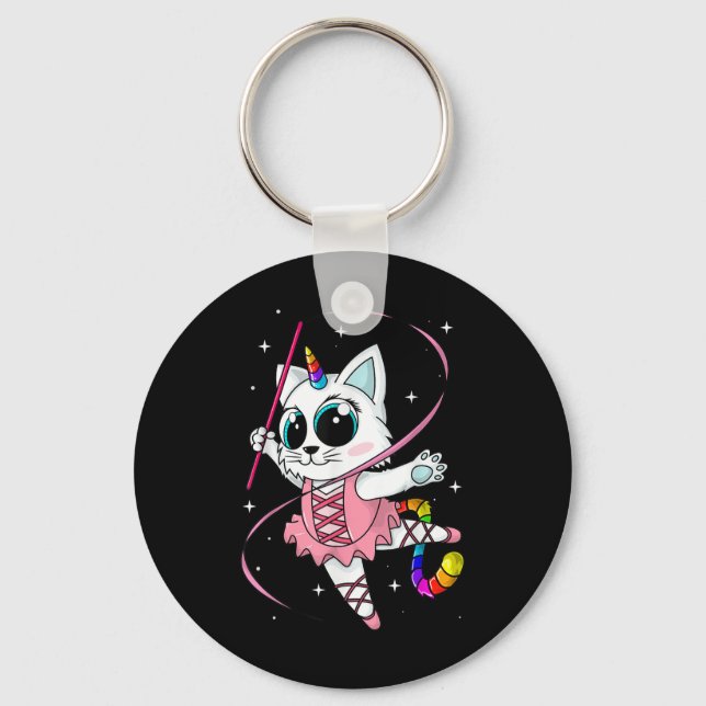 Unicorn Cat Cati Corn Kittycorn Cute Kitty Rainbow Keychain (Front)