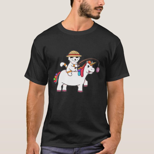 Unicorn Cat Magic Unicorns Donut Mythical Creature T-Shirt (Front)