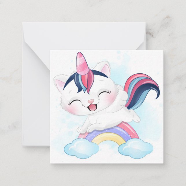Unicorn Cat Note Card (Front)