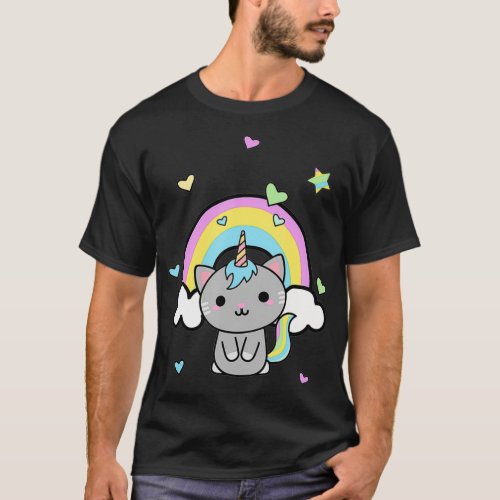 Unicorn Cat Rainbow Caticorn Kittycorn cute Gift T_Shirt