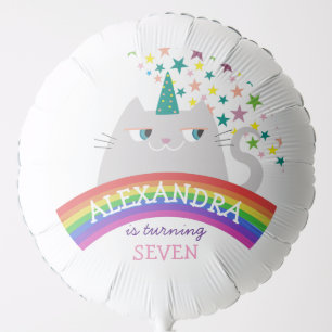 Unicorn Cat Rainbow Girls Birthday Party Balloon