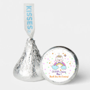 Unicorn Cat Rainbow Pastel Stars 1st Birthday  Hershey®'s Kisses®