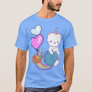 Unicorn Cat with Yarn best knitting ever  T-Shirt