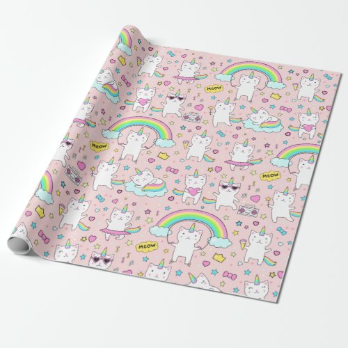 Unicorn Cats Wrapping Paper