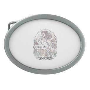 Unicorn Celestial Bloom Unicorn Premium Vector Typ Belt Buckle