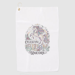 Unicorn Celestial Bloom Unicorn Premium Vector Typ Golf Towel