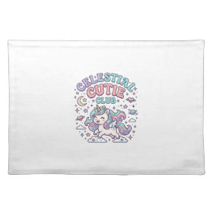 Unicorn Celestial Cutie Club Retro Style Product G Cloth Placemat