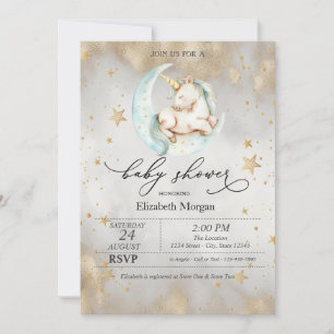 Unicorn Celestial Moon Stars Baby Shower Invitation
