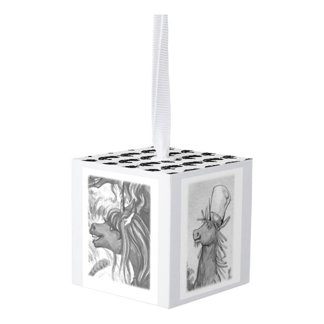 Unicorn Character Cube Ornament (Back Angled)