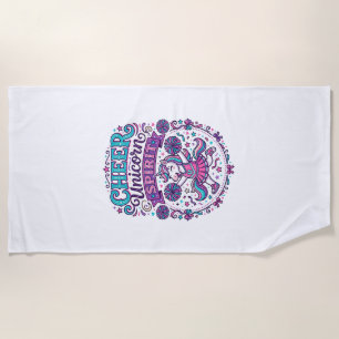 Unicorn Cheer Unicorn Spirit Colorful POD Artwork_ Beach Towel