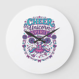 Unicorn Cheer Unicorn Spirit Colorful POD Artwork_ Large Clock