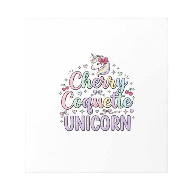 Unicorn Cherry Coquette Unicorn Original Zazzle De Notepad (Front)
