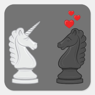 Unicorn Chess Knight Square Sticker