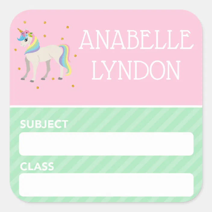 Unicorn Child School Name Label Editable Color Zazzle Com Unicorn Child School Name Label Editable Color Zazzle Com