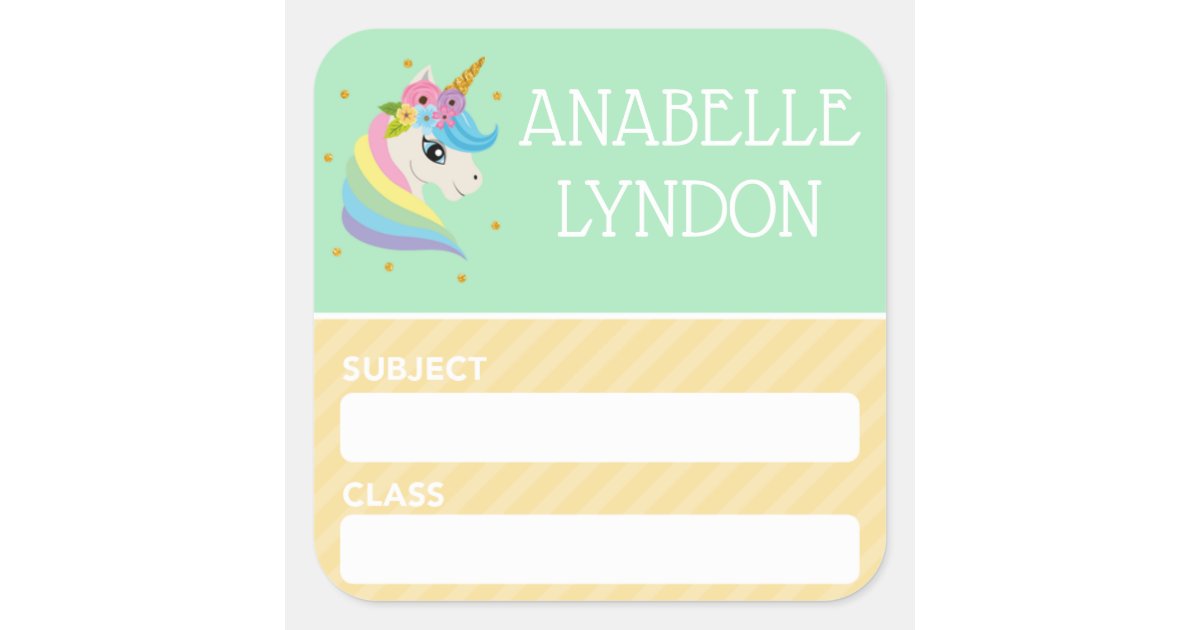 Unicorn Child School Name Label Editable Color Zazzle Com Unicorn Child School Name Label Editable Color Zazzle Com