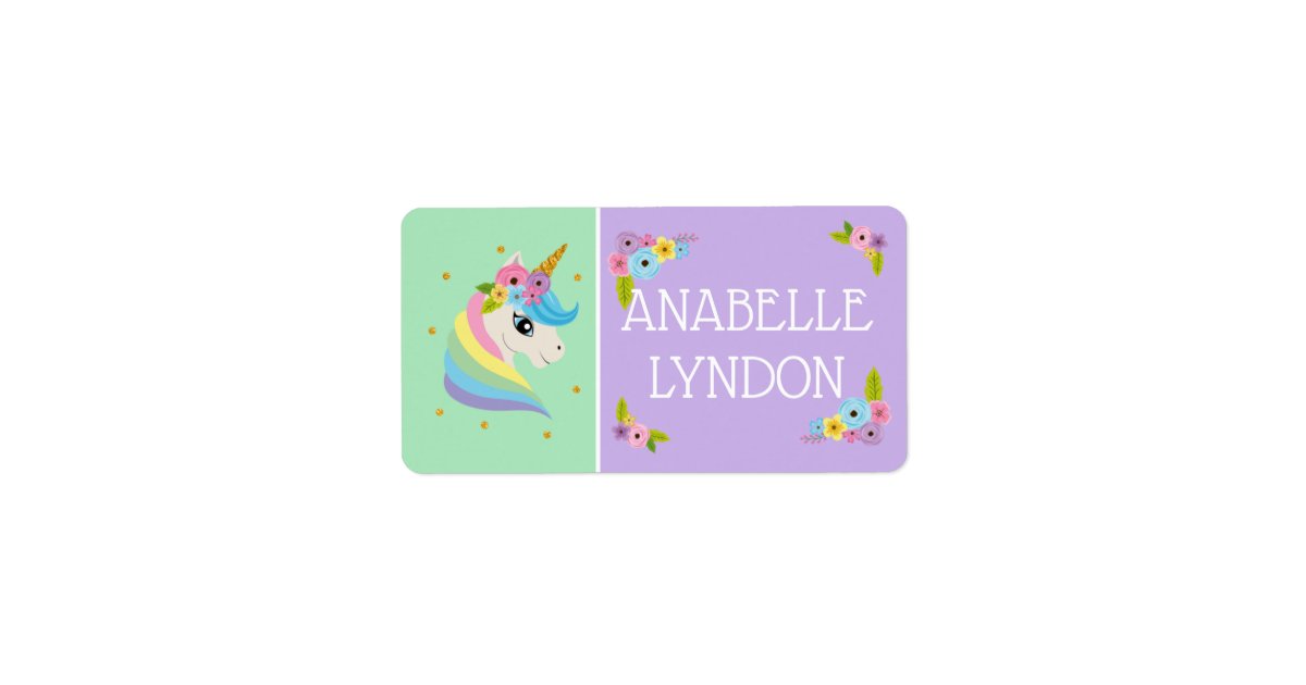 Unicorn Child School Name Labels Editable Color Zazzle Com