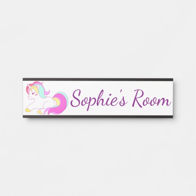 Unicorn Childrens Bedroom Door Name Plaque Door Sign (Front)