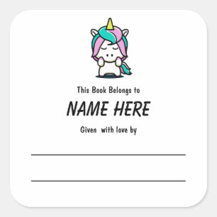 Unicorn Children's Bookplate With Message