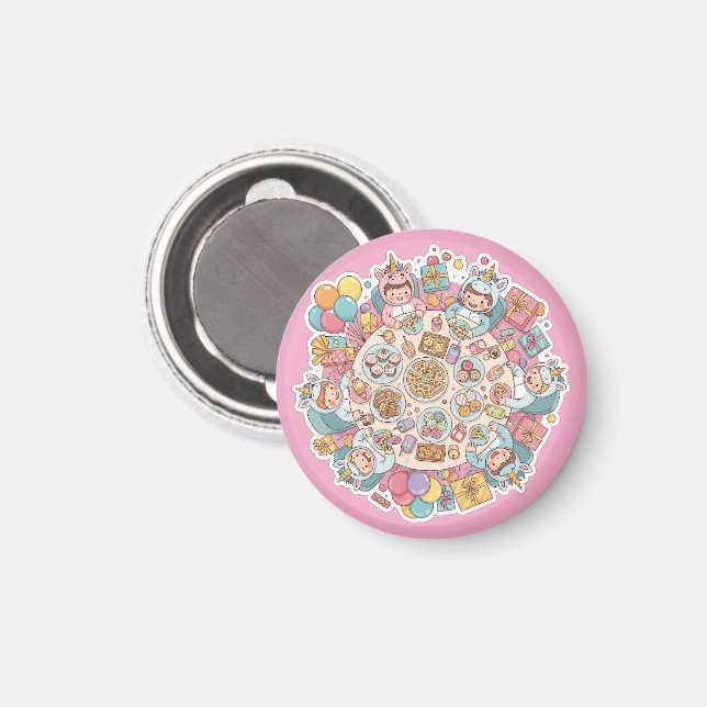 Unicorn Children's Party Magnet (Front/Back)